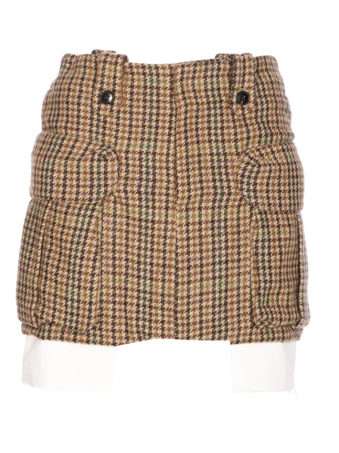 Ele houndstooth-pattern side-pocket mini skirt