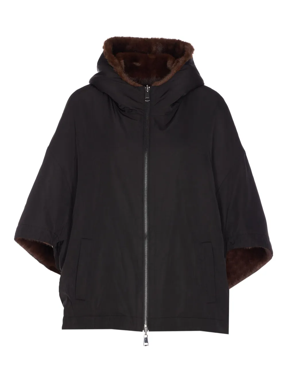 LOU ANDREA hooded faux-fur jacket - ブラック LOU ANDREA hooded faux-fur jacket - ブラック