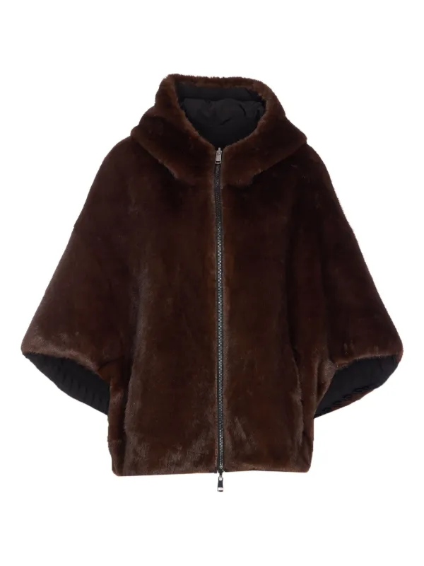 LOU ANDREA Hooded faux-fur Jacket | Black | FARFETCH