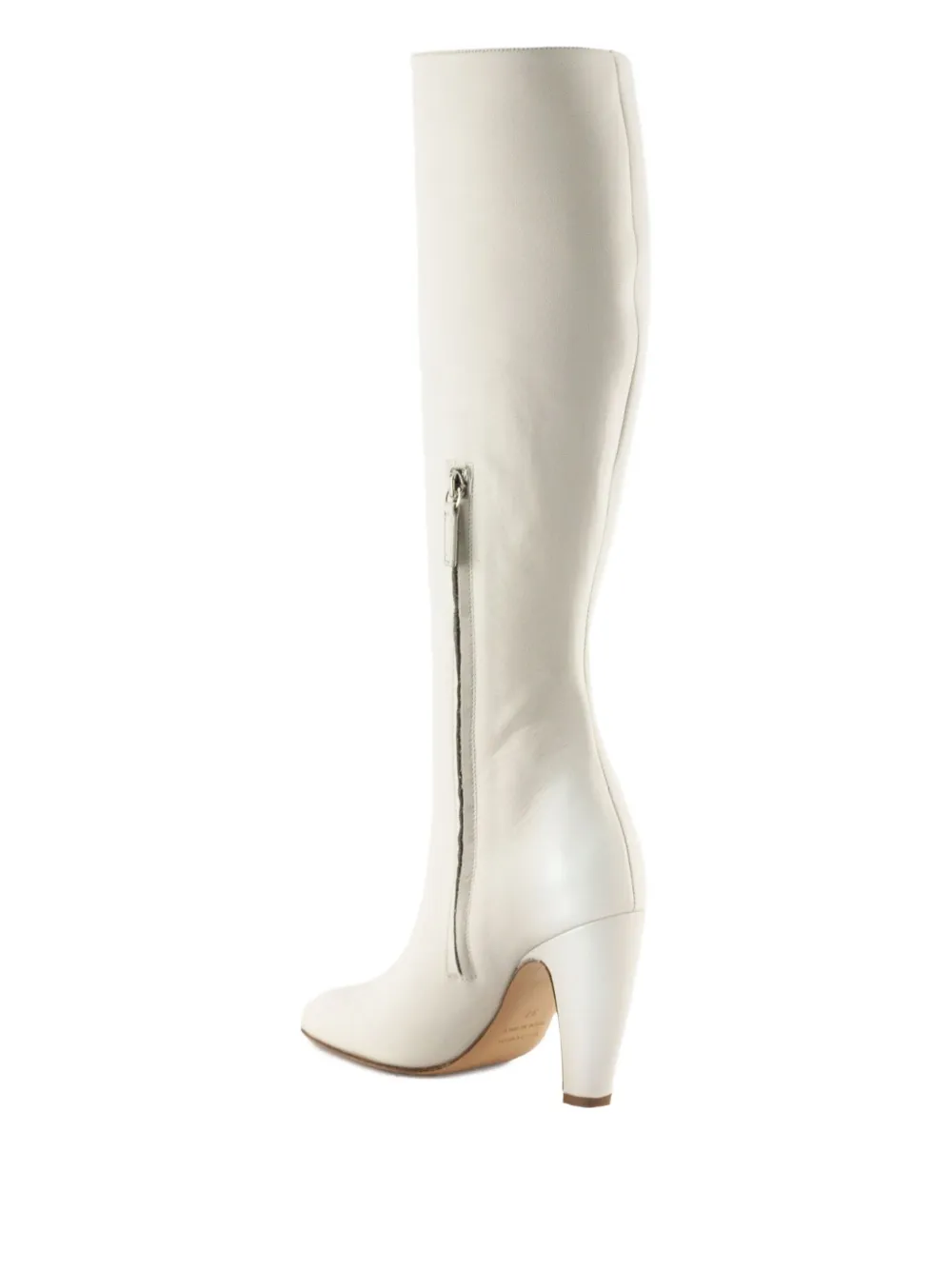 GIABORGHINI 80mm Thelma leather side-zip knee-high boots White