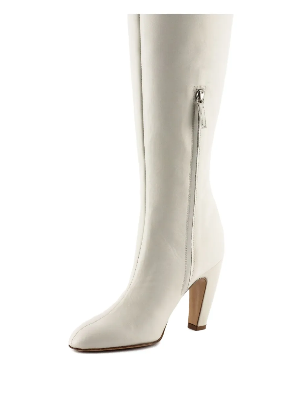 GIABORGHINI 80mm Thelma leather side-zip knee-high boots White