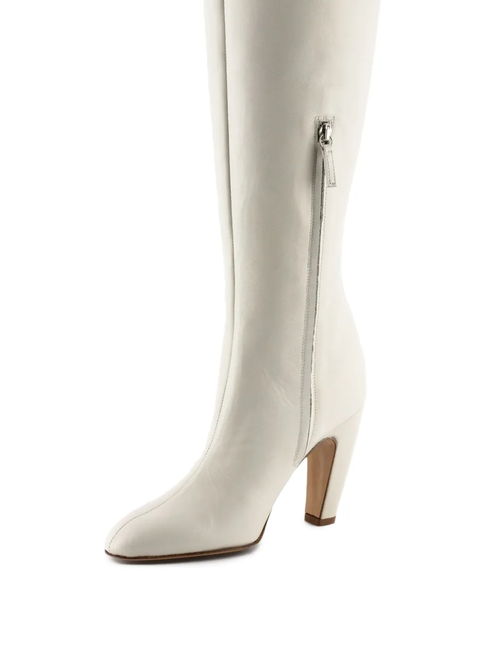 GIABORGHINI 80mm Thelma leather side-zip knee-high boots White