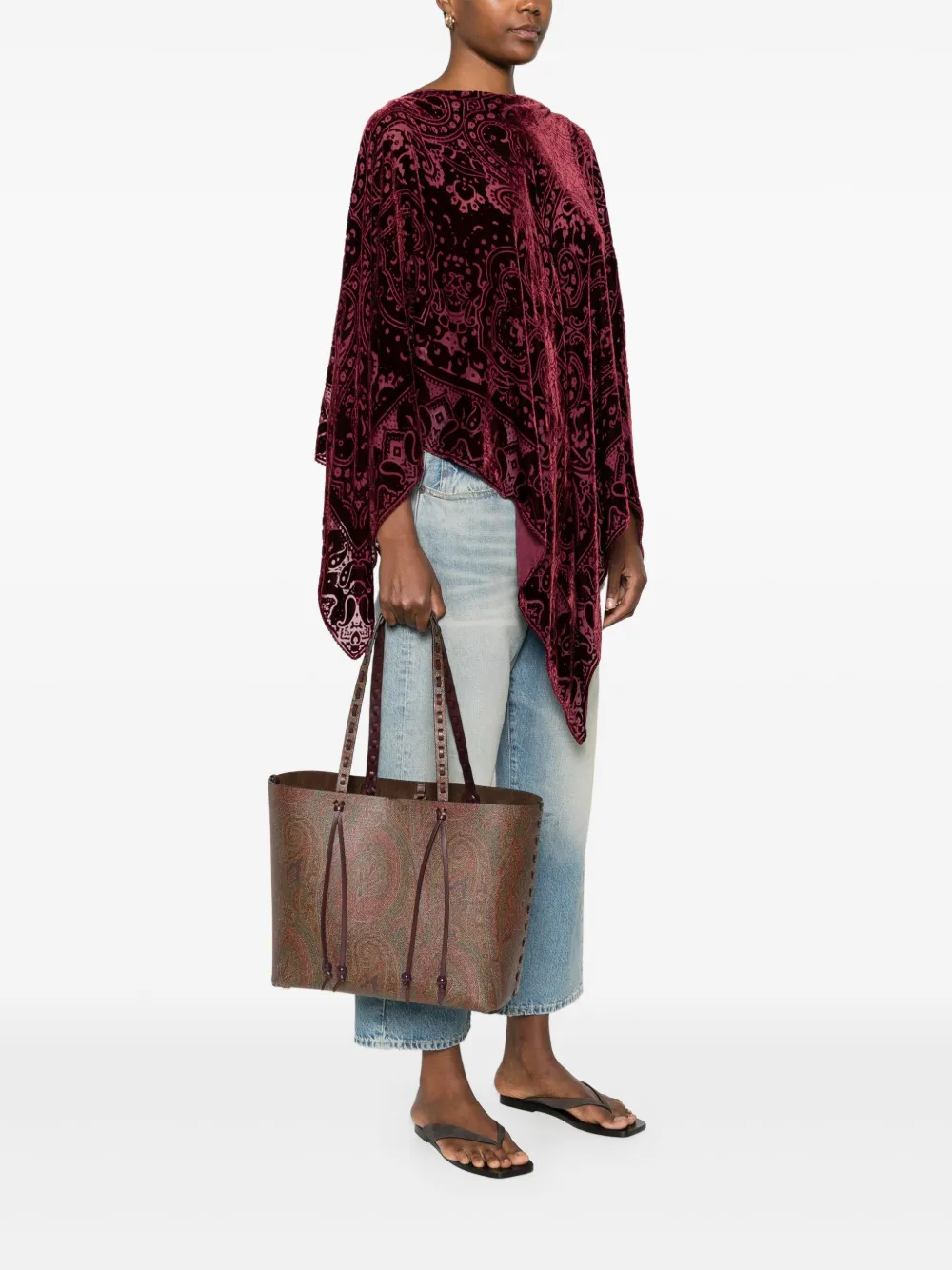 ETRO Schoudertas met paisley-print - Bruin