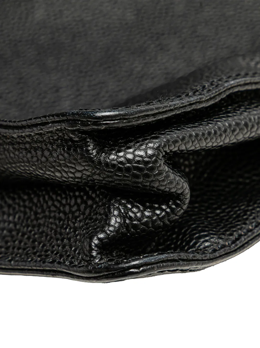 Pre-owned Chanel 2000-2002 Cc Caviar Wood Top Handle Tote Bag In Black