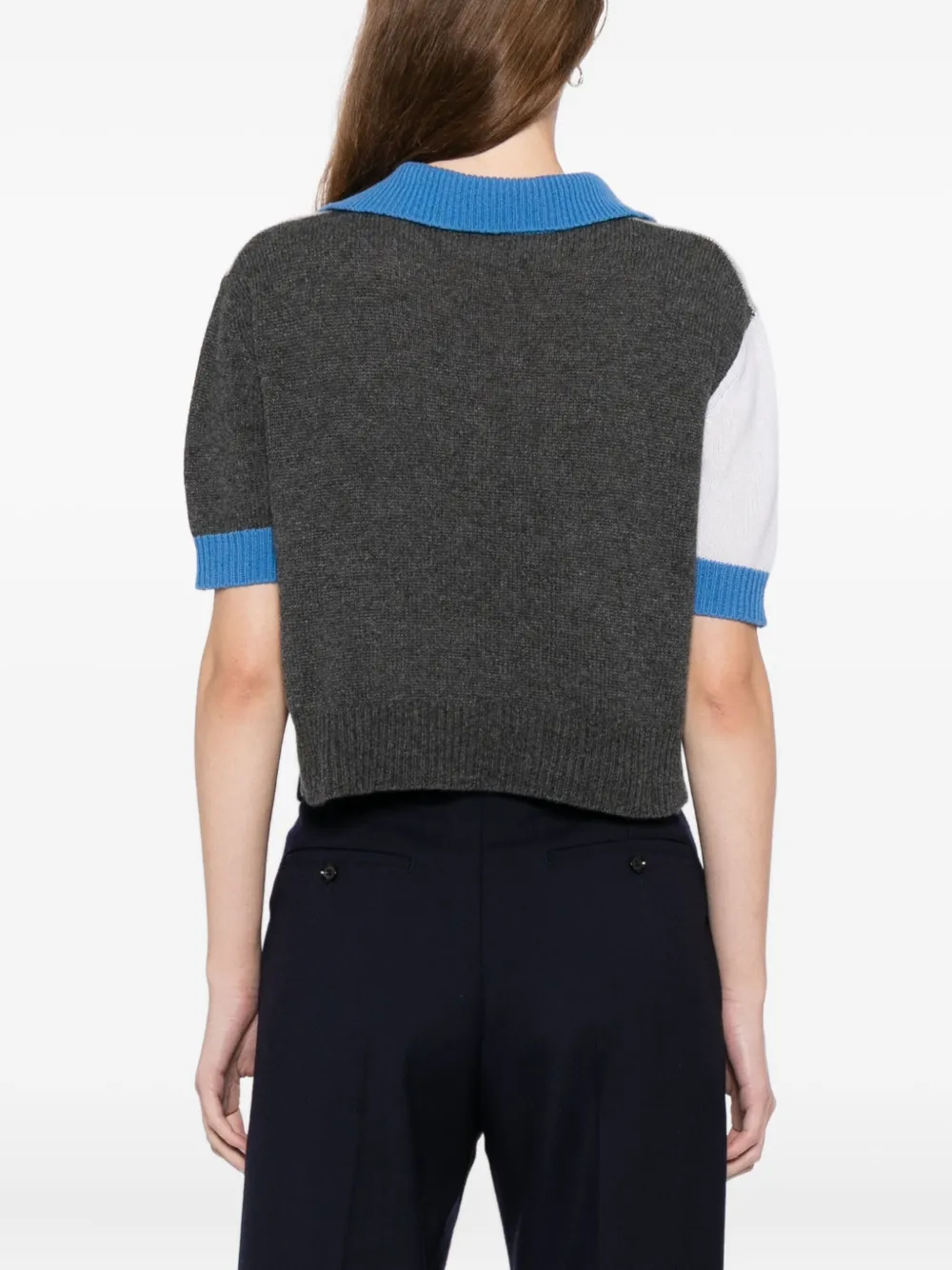 Marni Logo-embroidered Colour-block Polo Top In Brown
