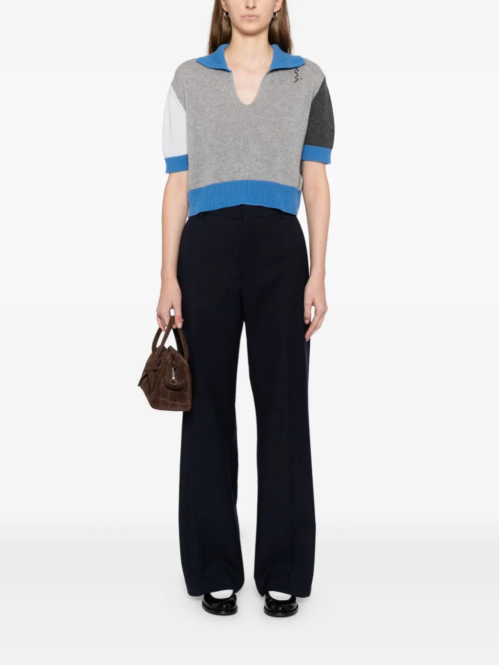 Marni Poloshirt met geborduurd logo en colourblocking - Grijs