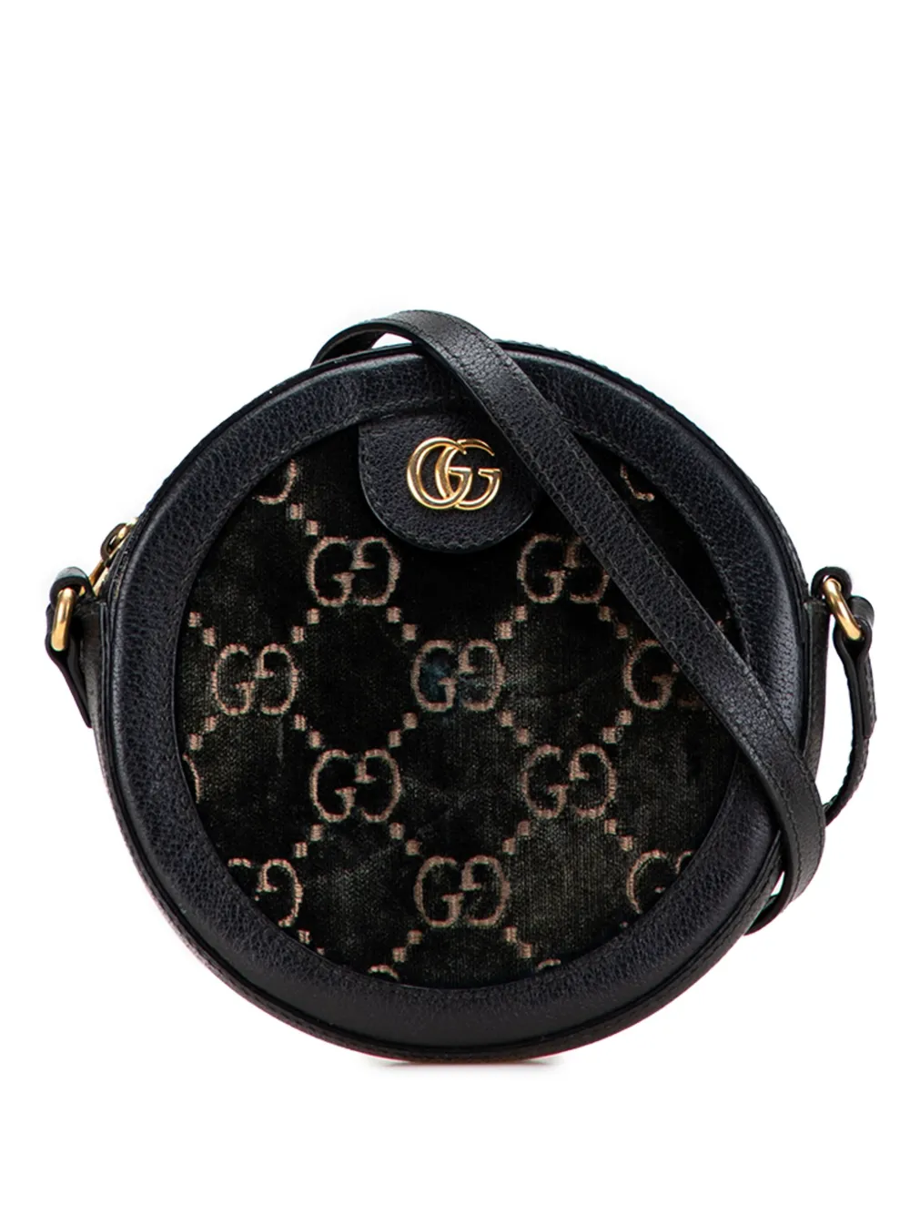 Gucci Pre-Owned 2016-2025 GG Marmont Velvet Round crossbody bag - ブラック Gucci Pre-Owned 2016-2025 GG Marmont Velvet Round crossbody bag - ブラック