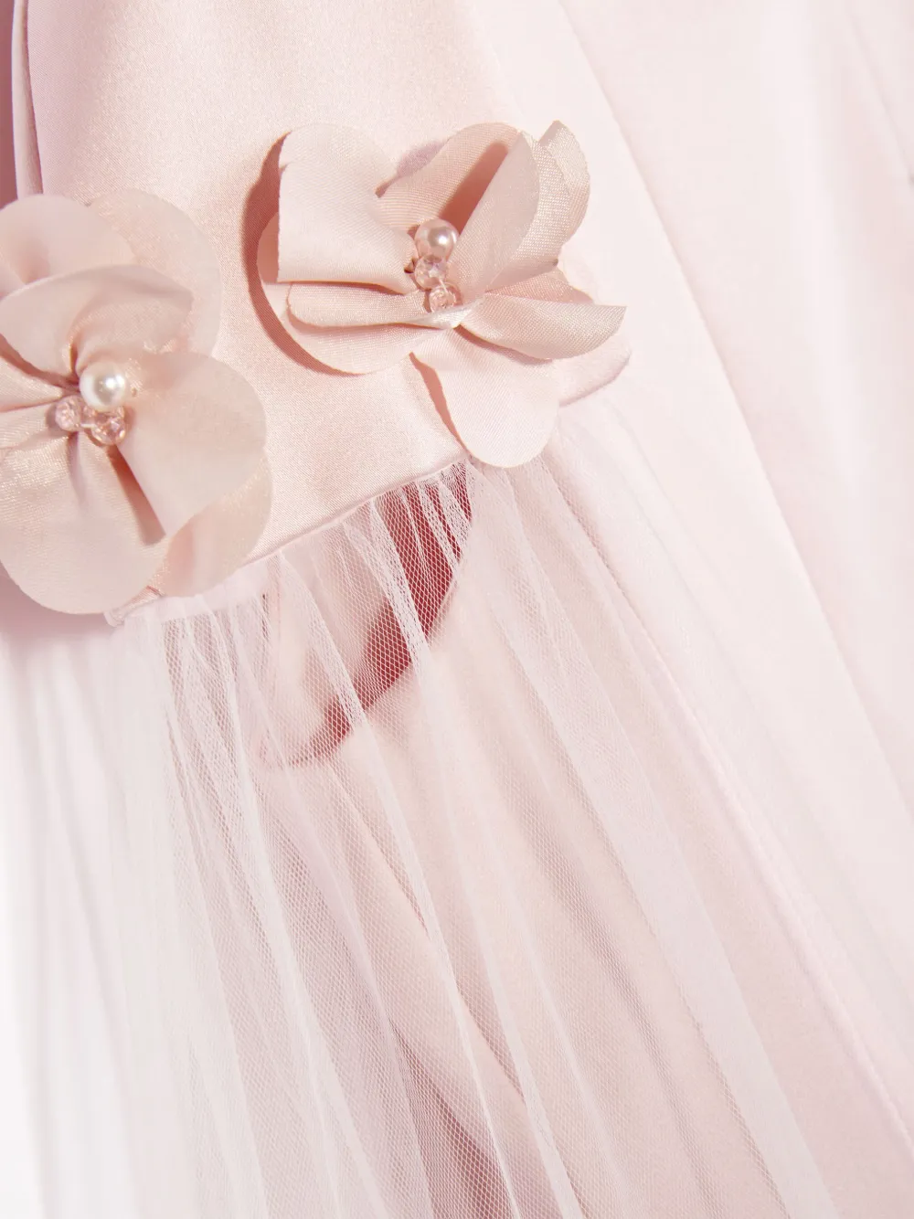 Dress & Fleur Tulen jurk verfraaid met bloemen Roze