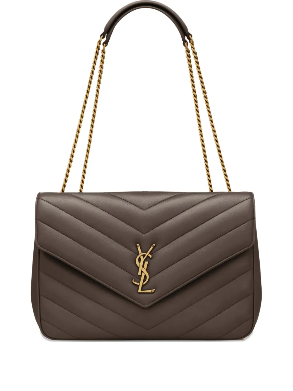 Saint Laurent Loulou large chevron chain shoulder bag | Grey | Image 1