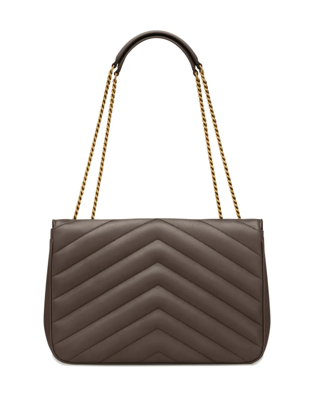 Saint Laurent Loulou grote schoudertas met chevron streep - Grijs