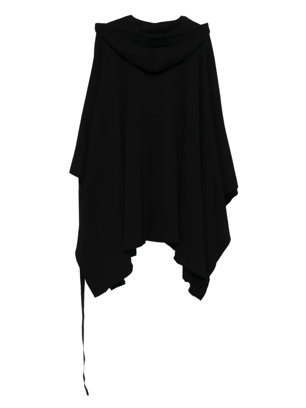 Rick Owens DRKSHDW Poncho met capuchon en franje Zwart