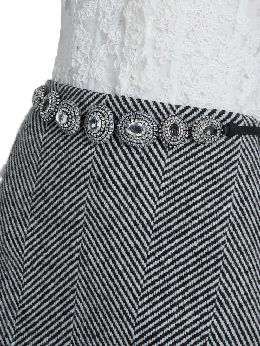 Ermanno Scervino Herringbone-pattern Mini Skirt In Gray