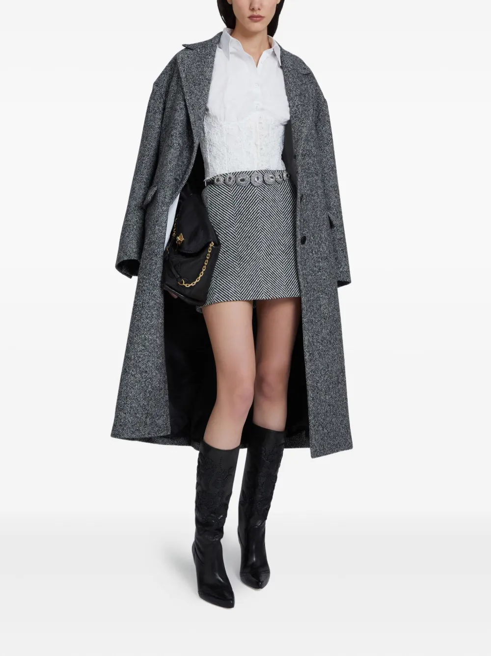 Ermanno Scervino Mini-rok met visgraat patroon - Grijs
