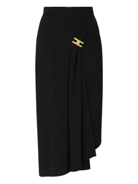 Elisabetta Franchi draped gold-buckle midi skirt