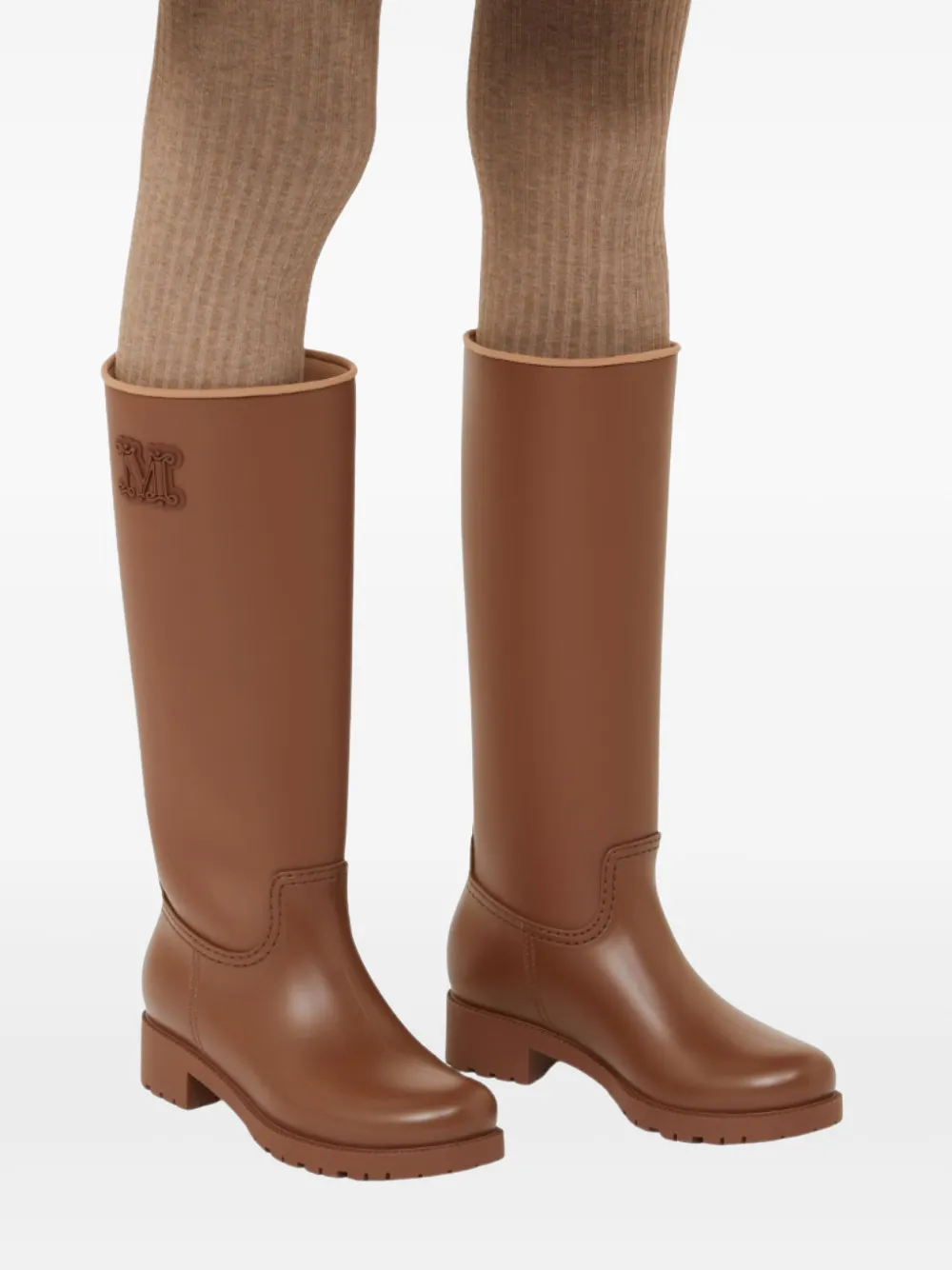 Max Mara Laarzen verfraaid met logo en blokhak Bruin