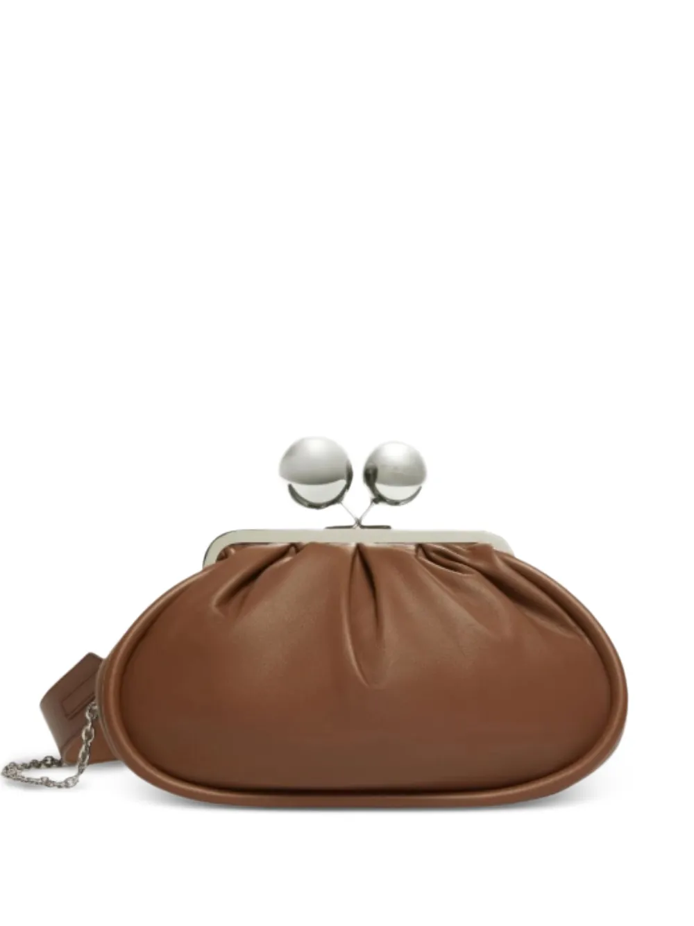 Weekend Max Mara pleated sphere-detail leather clutch bag | Brown | Image 1