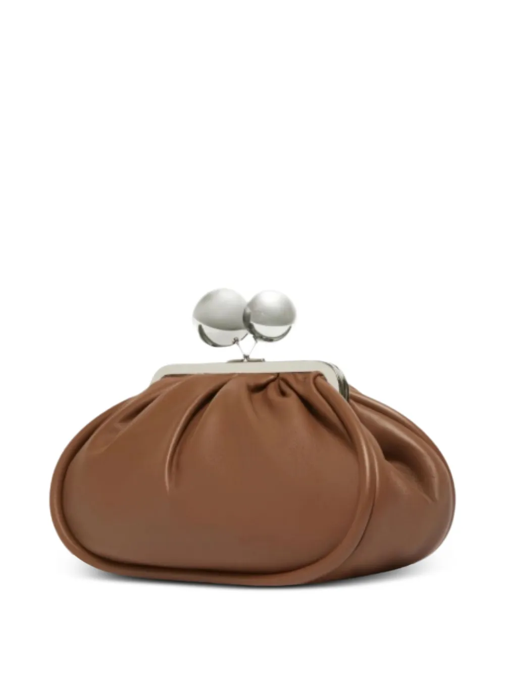 Weekend Max Mara Leren clutch met geplooid detail - Bruin