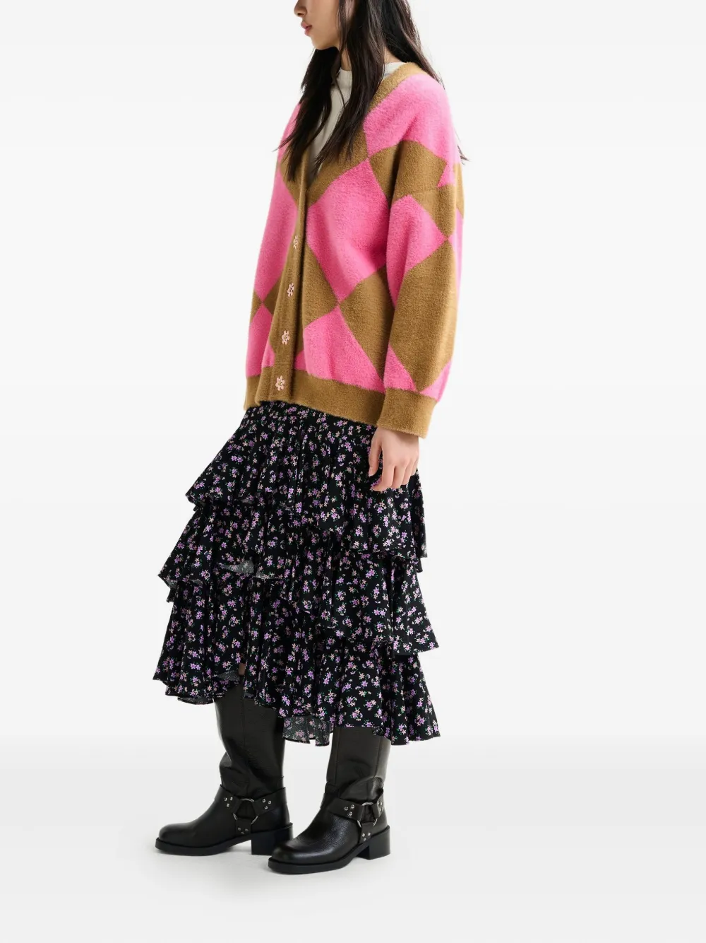 Essentiel Antwerp Iwho Diamond-pattern Cardigan In Multi
