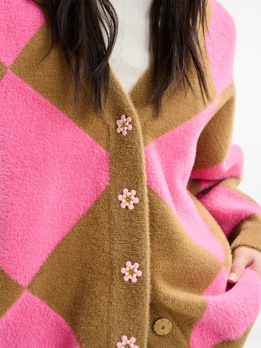 Essentiel Antwerp Iwho Diamond-pattern Cardigan In Multi