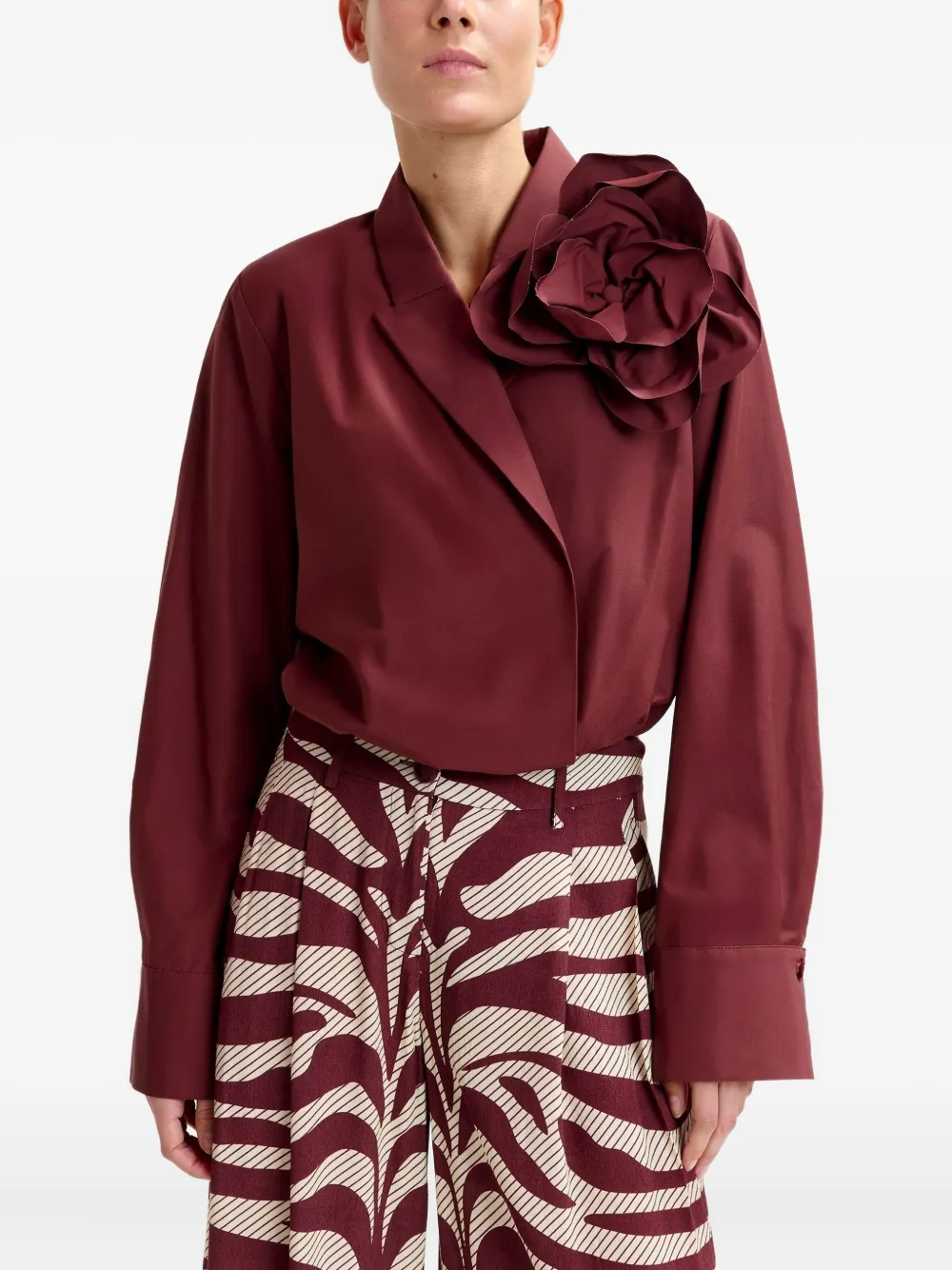 Essentiel Antwerp Rose-embellishment Shirt In Brown