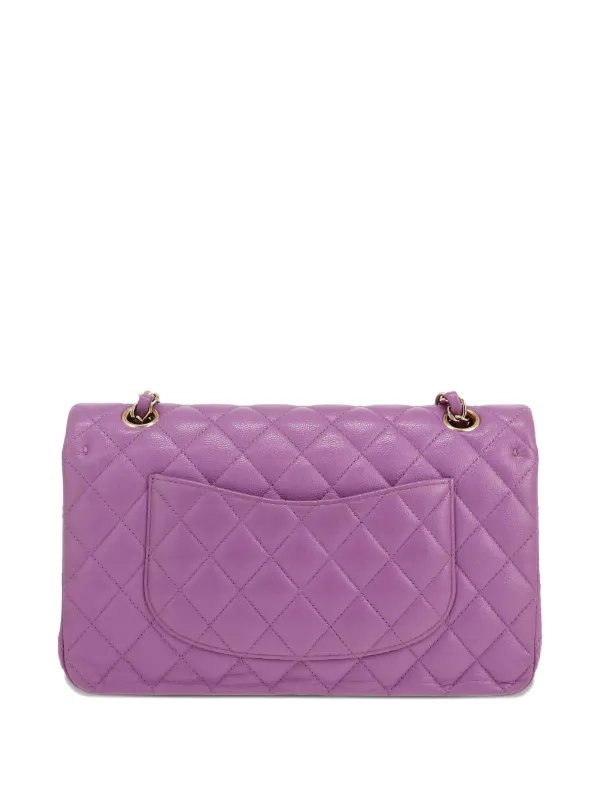 Chanel クラッチバッグ 紫 ファー シャネル 24P フラップバッグ ハート型ボールチェーン パープル