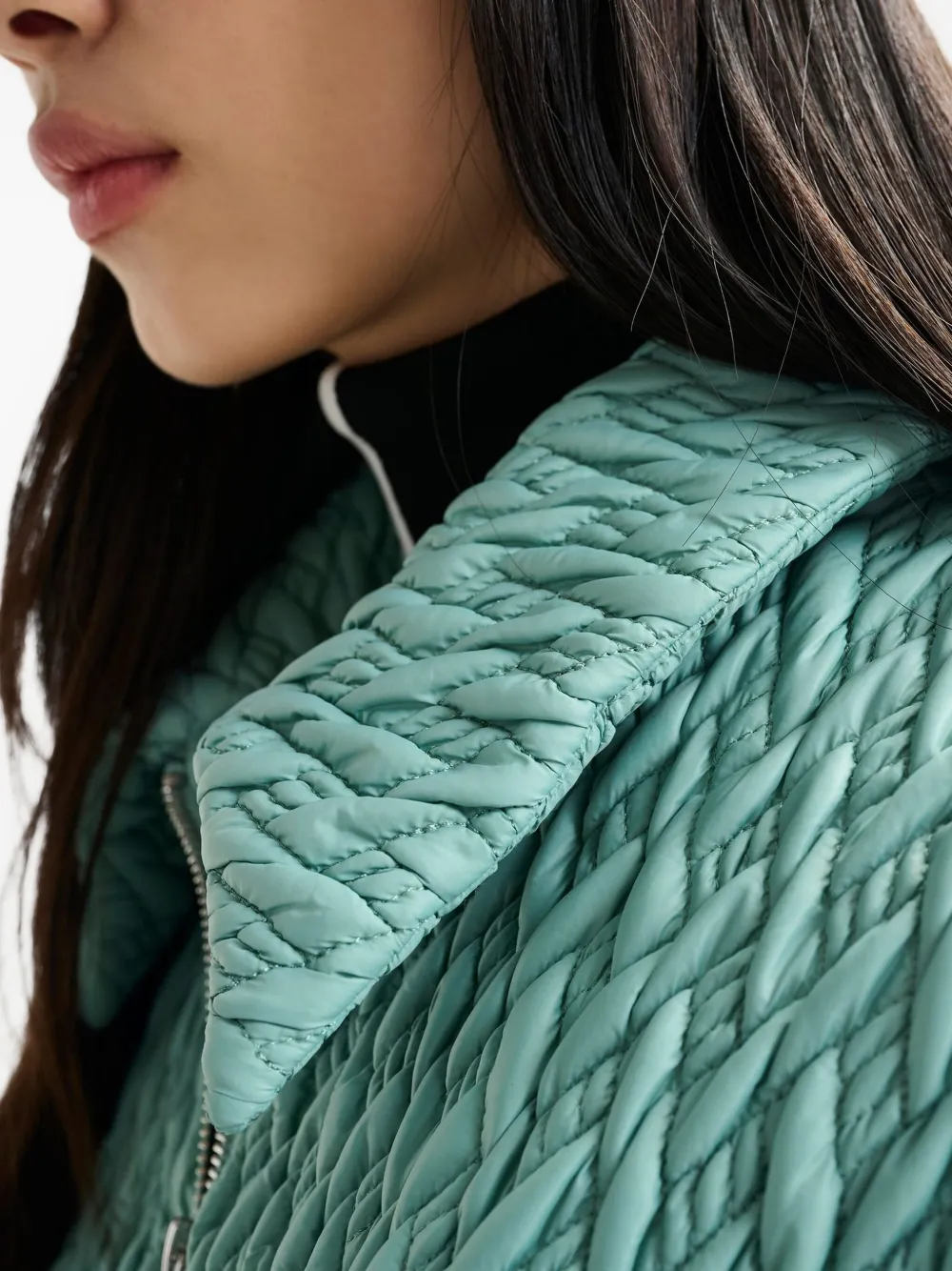 Essentiel Antwerp Braid-quilted Zip-front Jacket In Blue