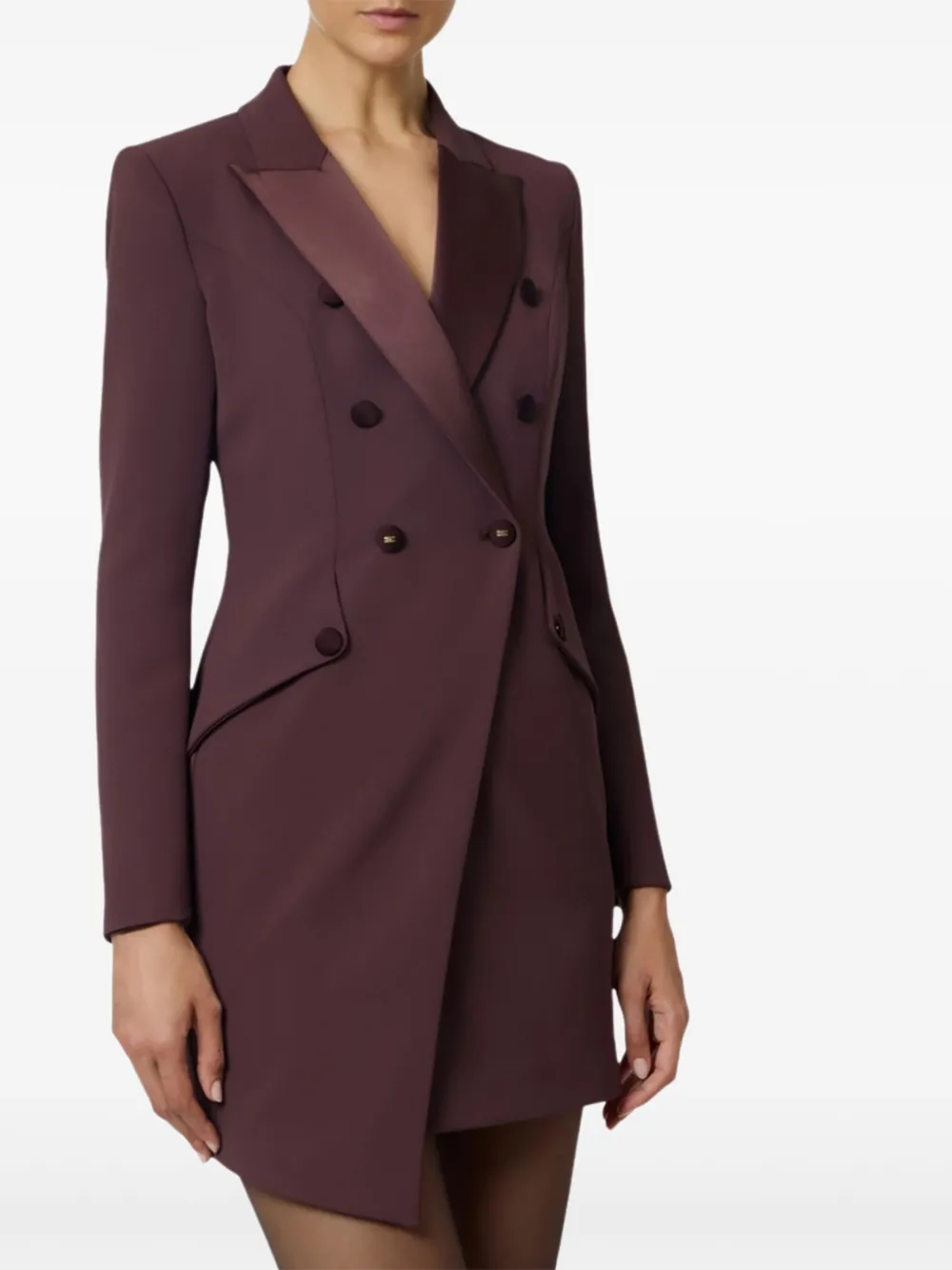 Elisabetta Franchi Mini-jurk met dubbele rij knopen en satijnen revers Rood