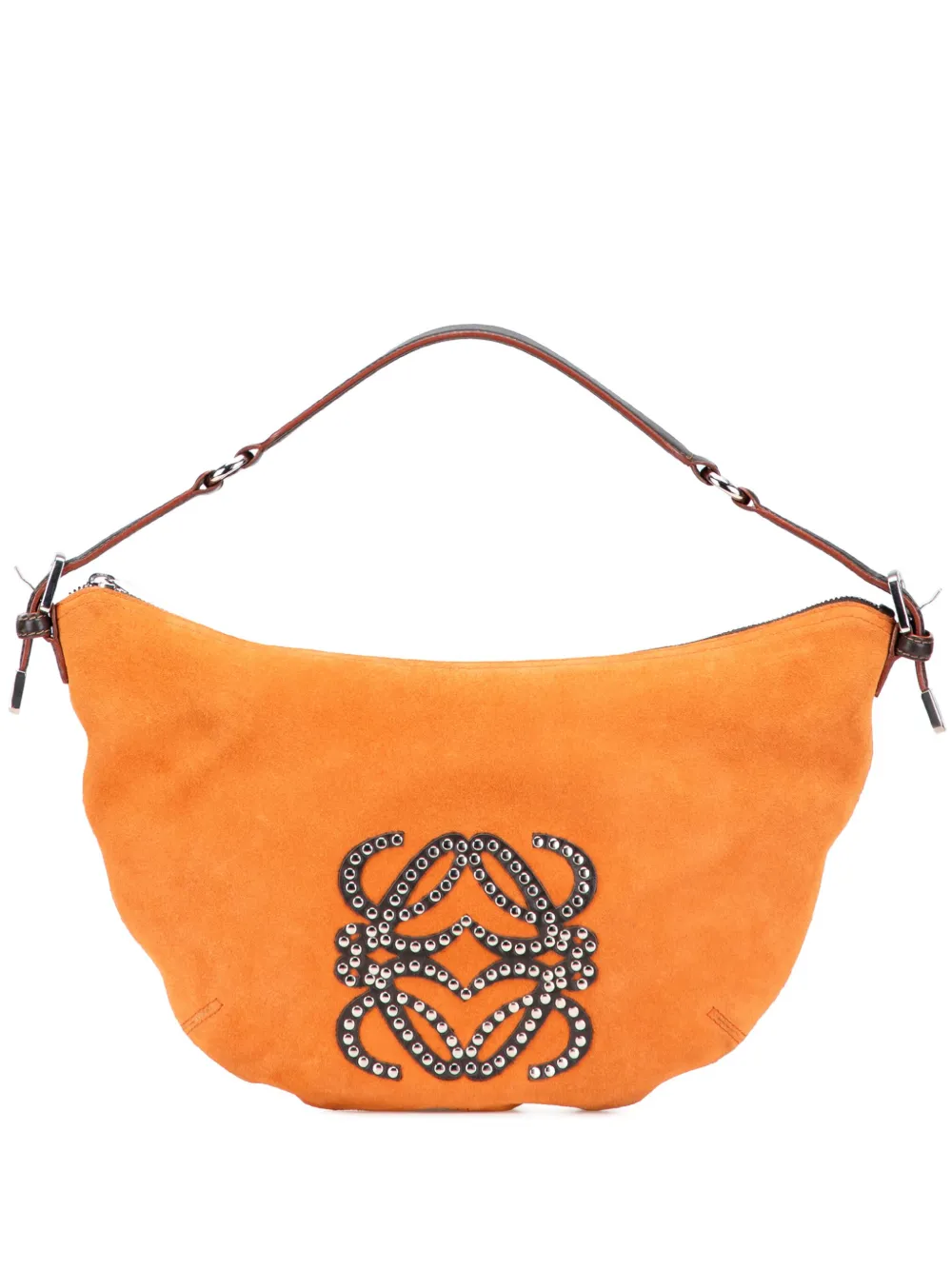 Loewe Pre-Owned 2005 Suede Studded Anagram hobo bag - オレンジ Loewe Pre-Owned 2005 Suede Studded Anagram hobo bag - オレンジ