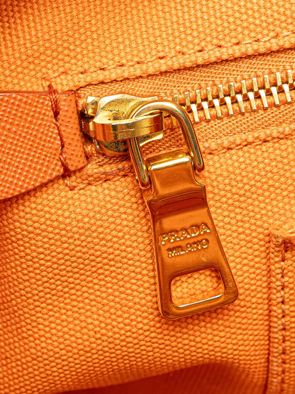 Pre-owned Prada 2010-2025 Canvas Canapa Bijoux Satchel In Orange