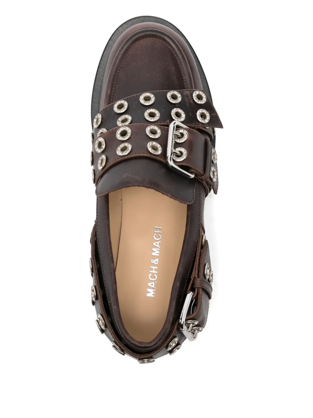 Mach&mach Buckle-belt Leather Loafers In Brown