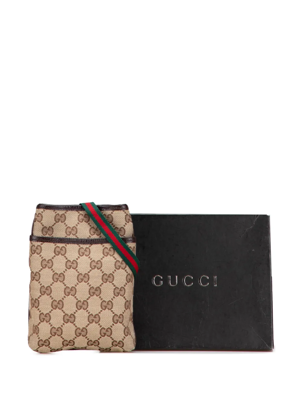 Pre-owned Gucci 2000-2015 Gg Canvas Web Crossbody Bag In Brown