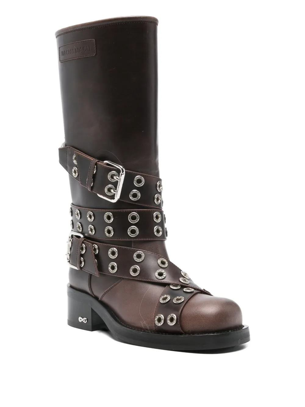 Mach&mach 50mm Buckle-belt Leather Boots In Brown