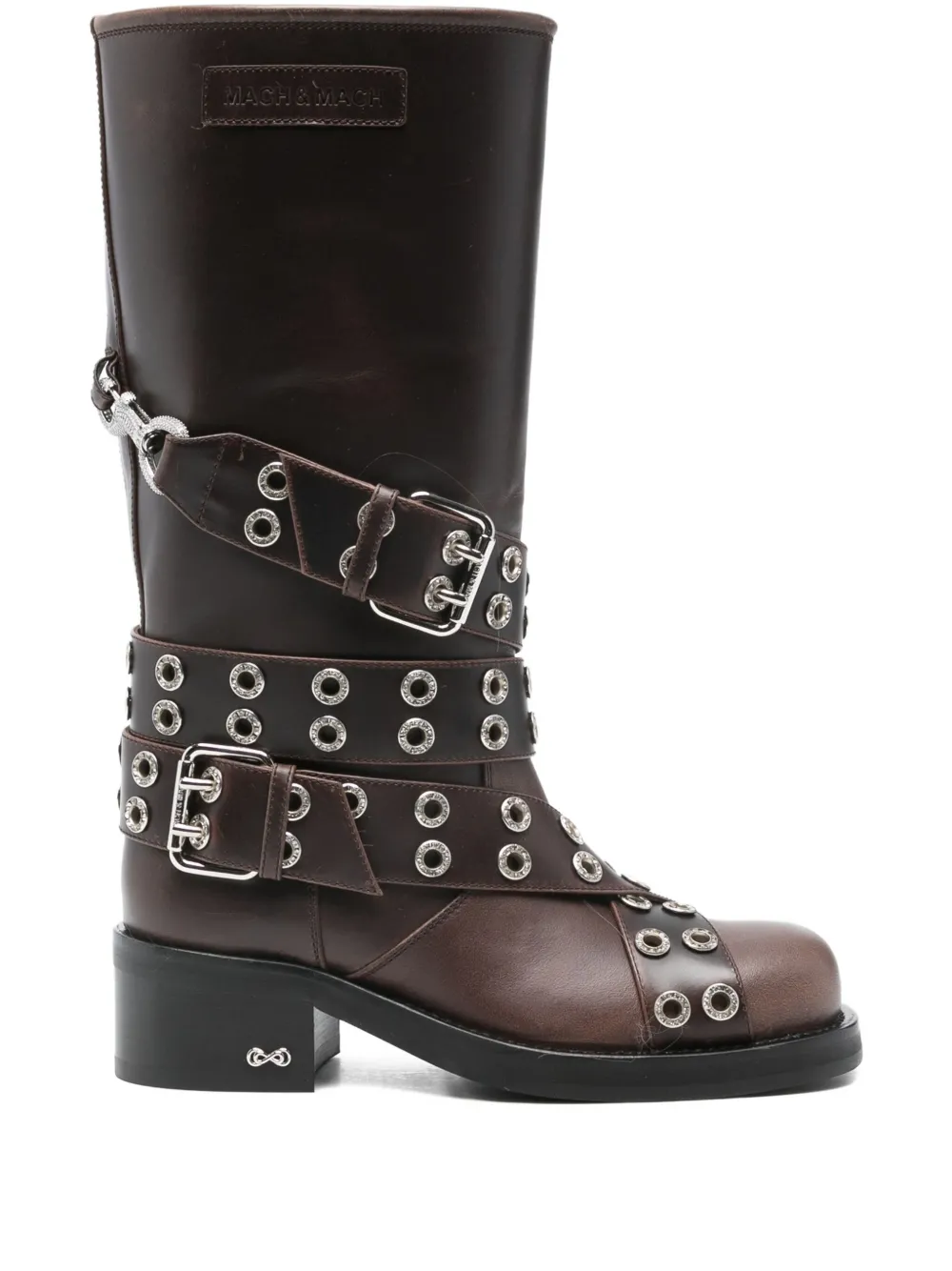 Mach&mach 50mm Buckle-belt Leather Boots In Brown