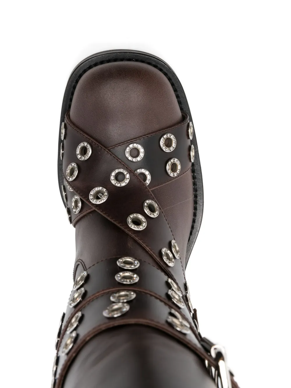 Mach&mach 50mm Buckle-belt Leather Boots In Brown