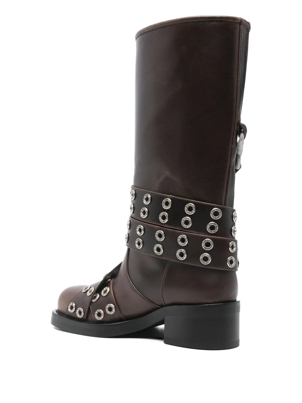Mach&mach 50mm Buckle-belt Leather Boots In Brown
