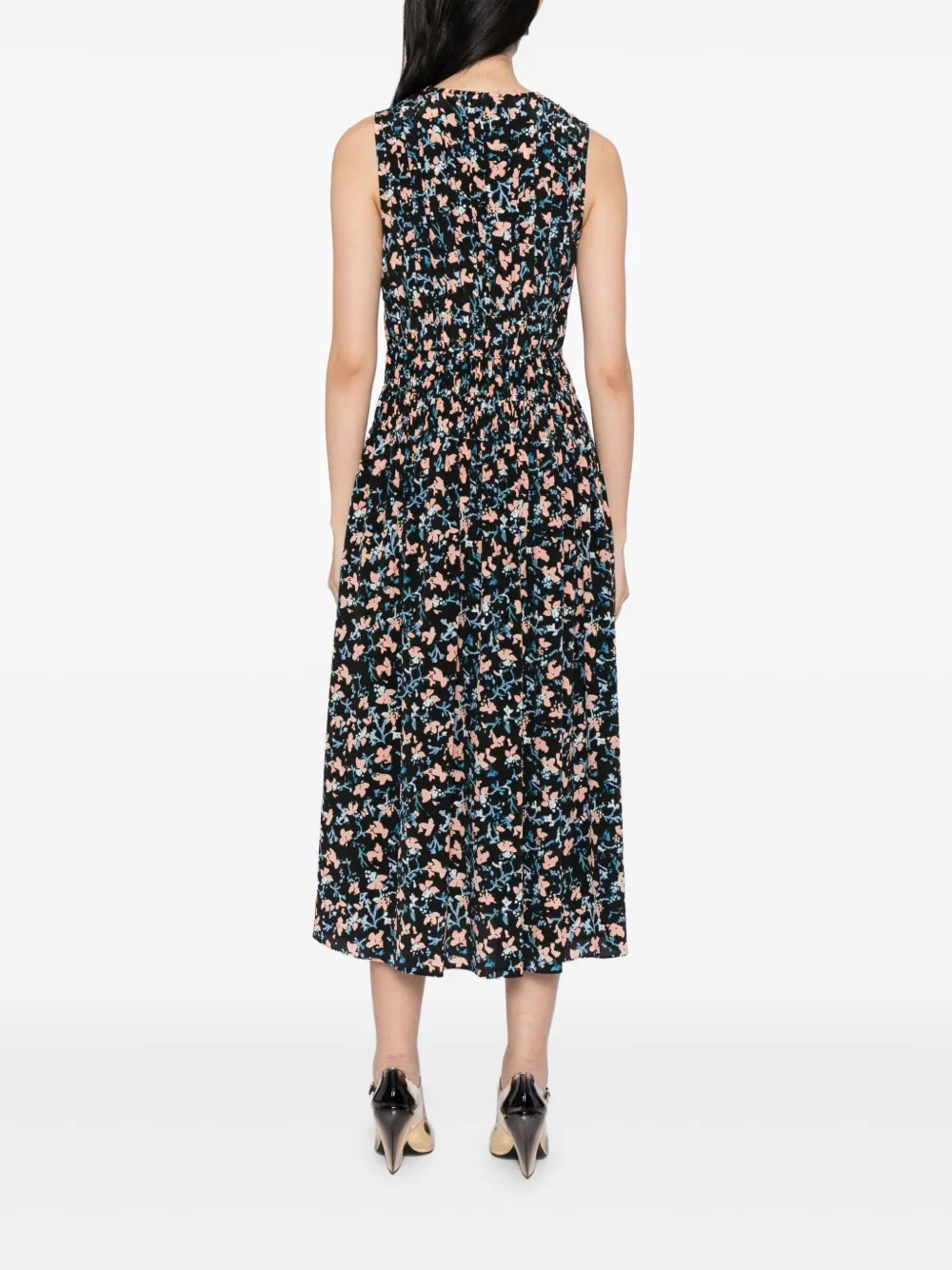 Ulla Johnson SYLVIE midi-jurk met V-hals Zwart