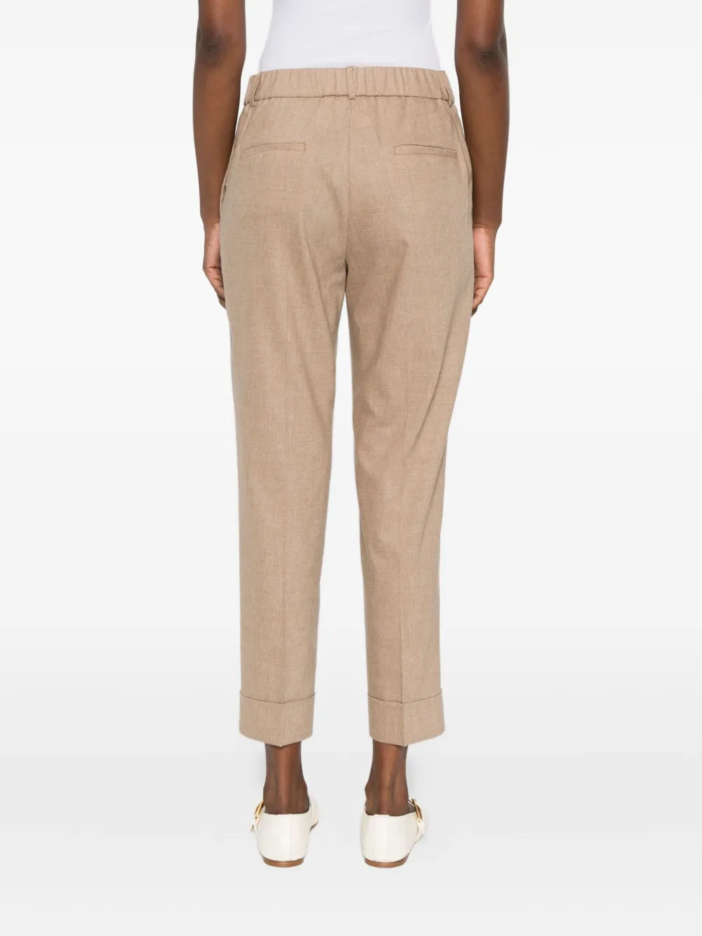 Peserico Cuffed Cropped Trousers In Brown