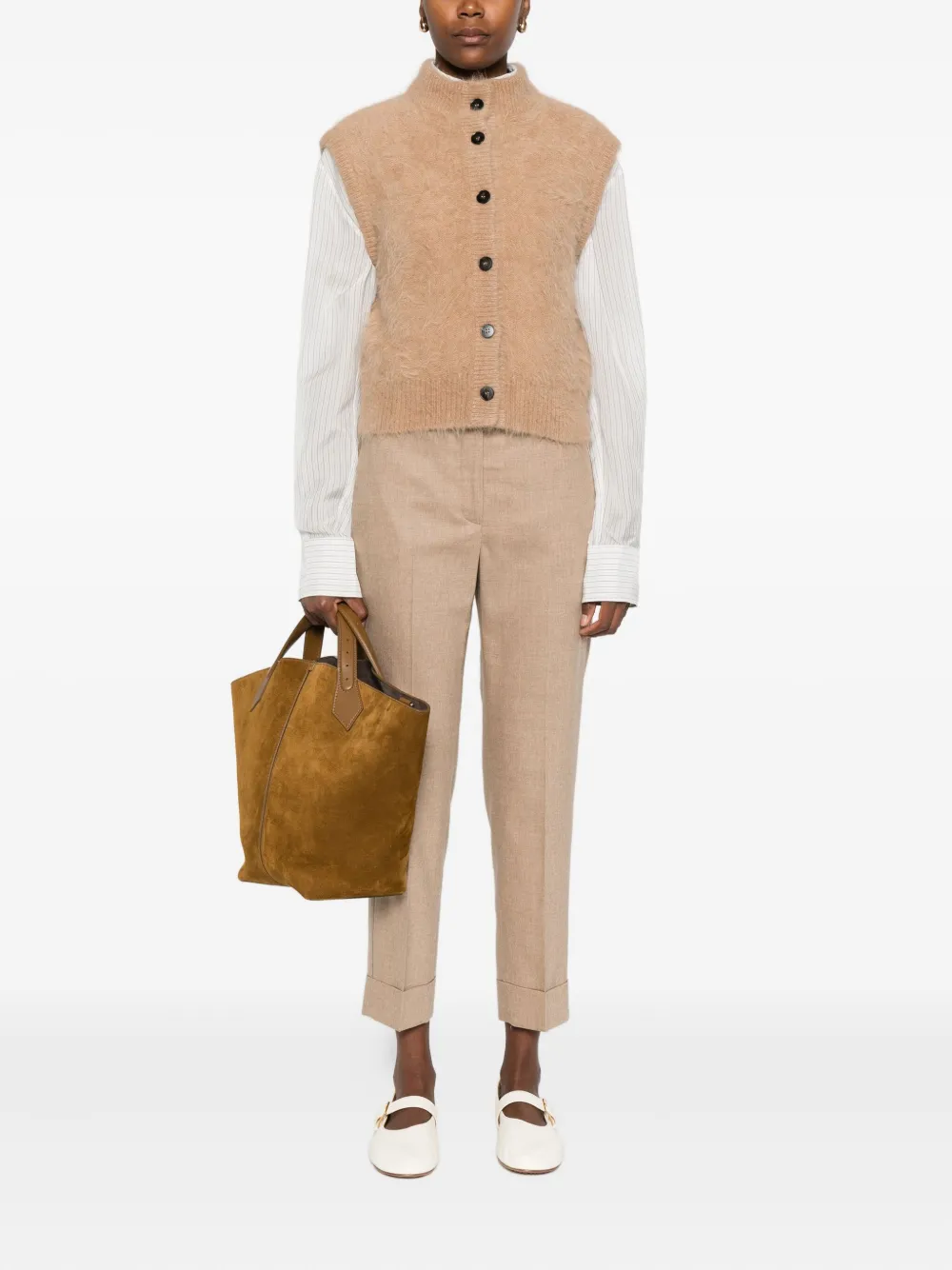 Peserico Cropped broek met manchetten - Beige