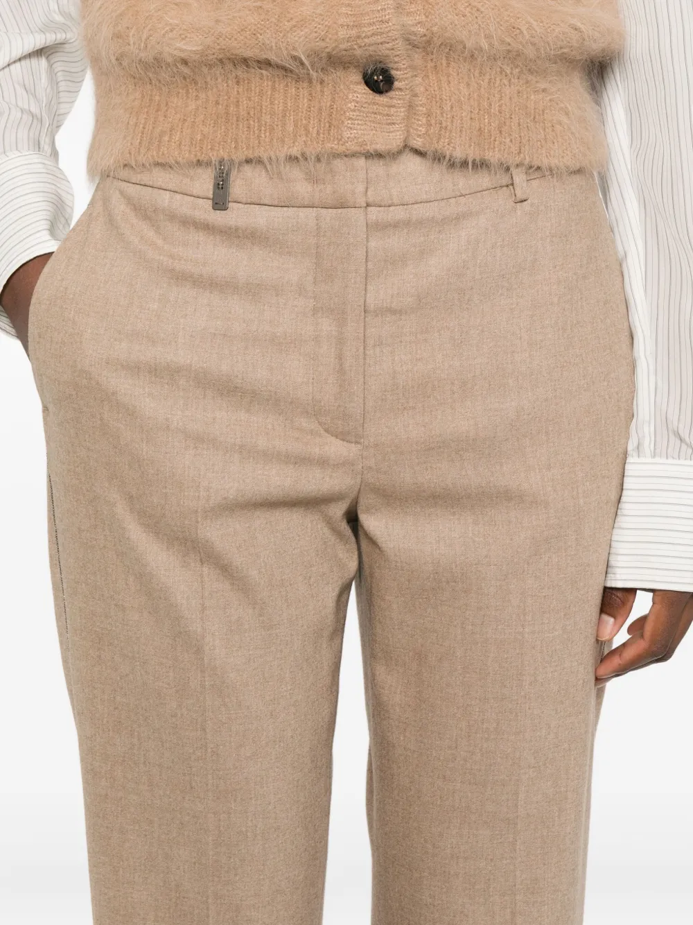 Peserico Cuffed Cropped Trousers In Brown