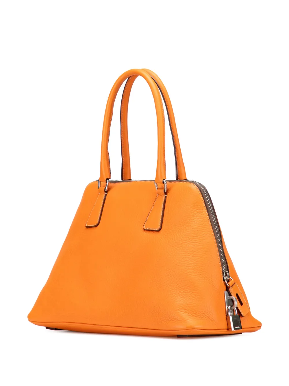 Pre-owned Prada 2000-2025 Cinghiale Leather Dome Handbag In Orange
