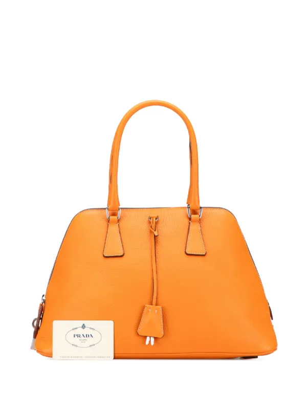 Prada Pre-Owned 2000-2025 Cinghiale Leather Dome Handbag | Orange