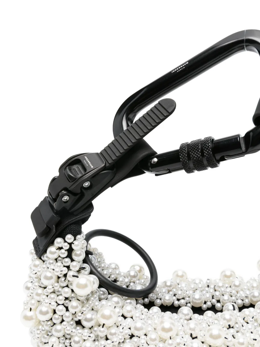 Innerraum Carabiner clutch verfraaid met parels Wit