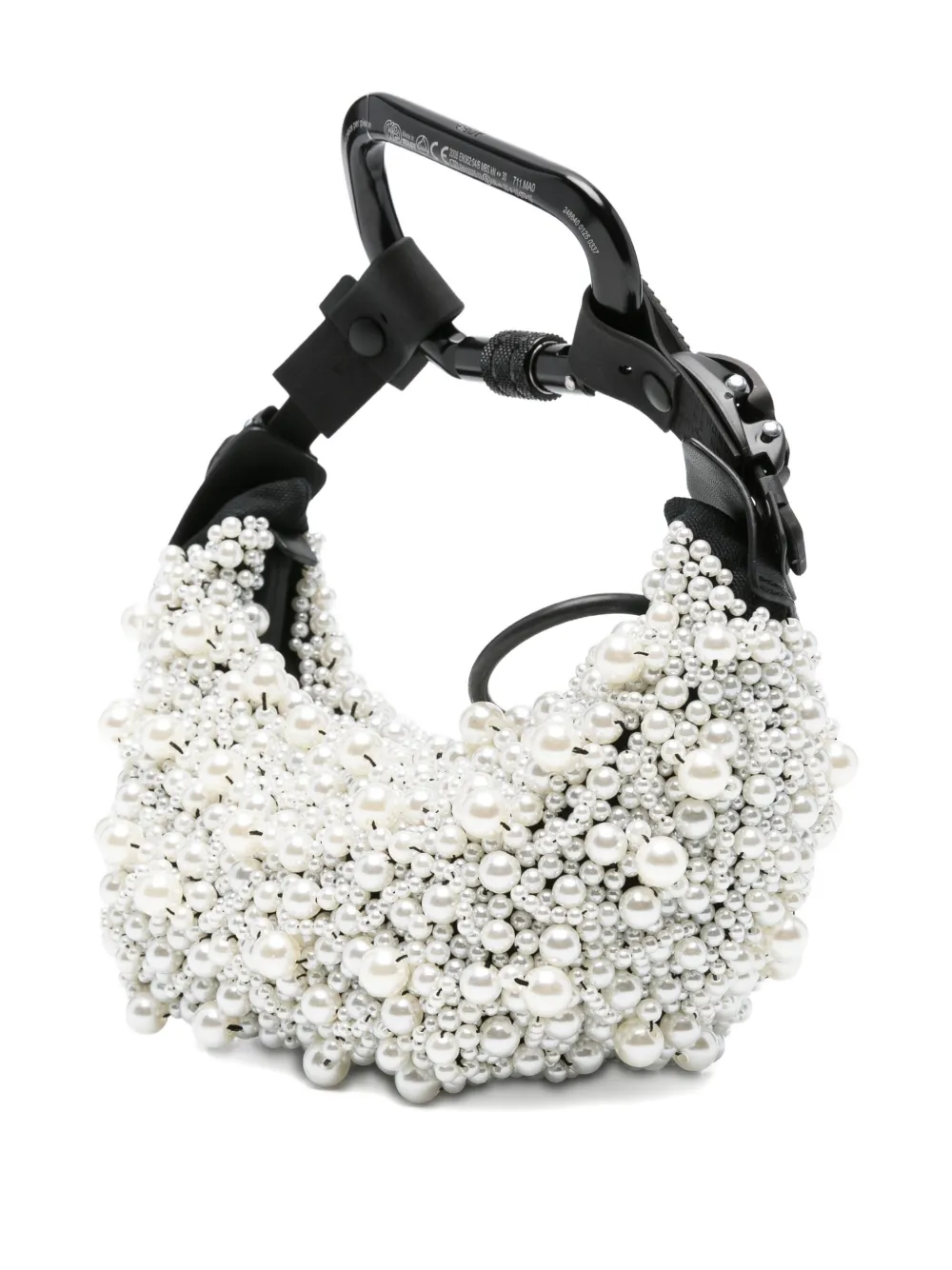 Innerraum Carabiner clutch verfraaid met parels Wit