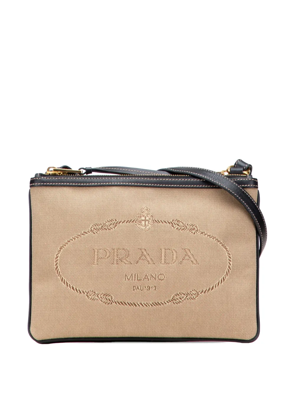 Prada Pre-Owned 2013-2025 Canvas Canapa Logo Double Zip crossbody bag Prada Pre-Owned 2013-2025 Canvas Canapa Logo Double Zip crossbody bag