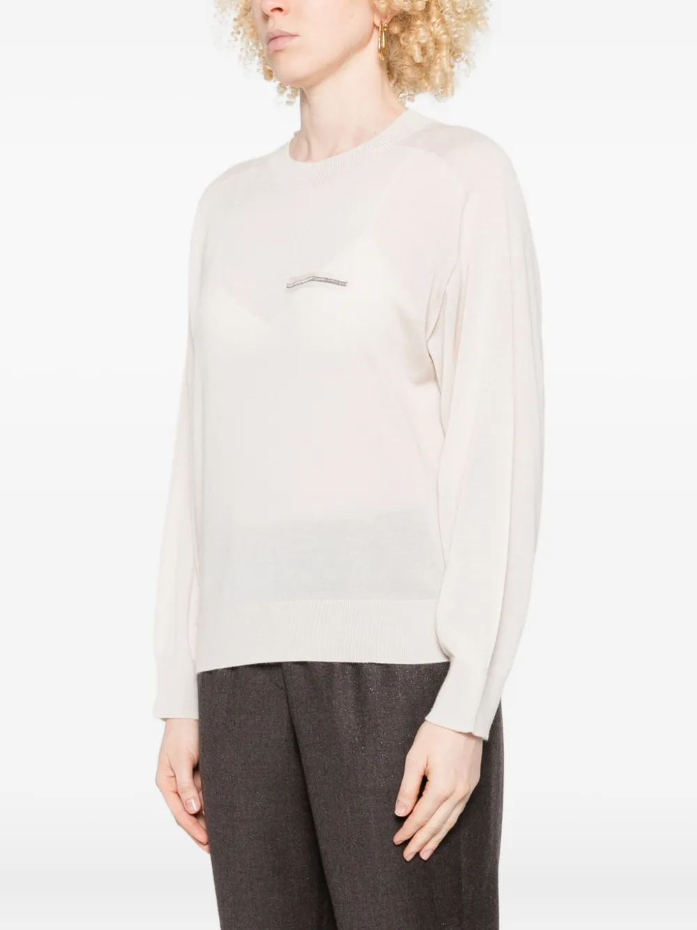 Peserico Embellished Crew-neck Sweater In Neutral