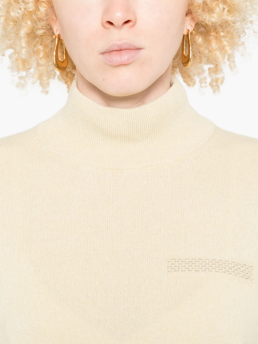 Peserico Top met geborduurd detail en hoge hals Beige