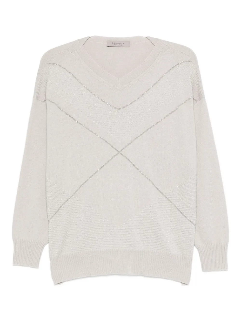 D Exterior V-neck Embellished Knitwear In Neutral