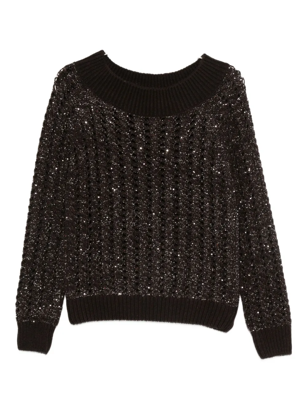 D Exterior Sequin-embellishment Sweater In Black