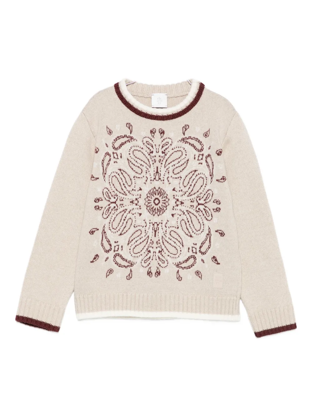 Eleventy Kids paisley-pattern round-neck sweater | Neutrals | Image 1