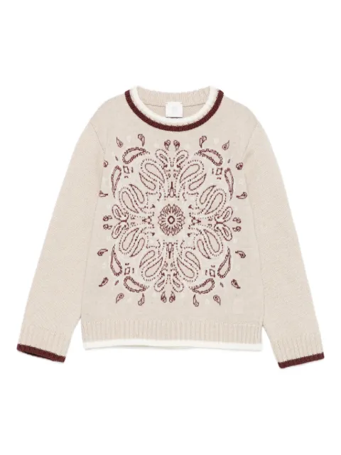 Eleventy Kids paisley-pattern round-neck sweater